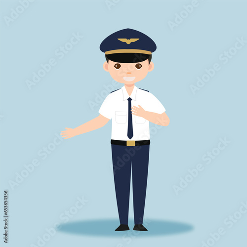 Pilot Officer cartoon character with Uniform
