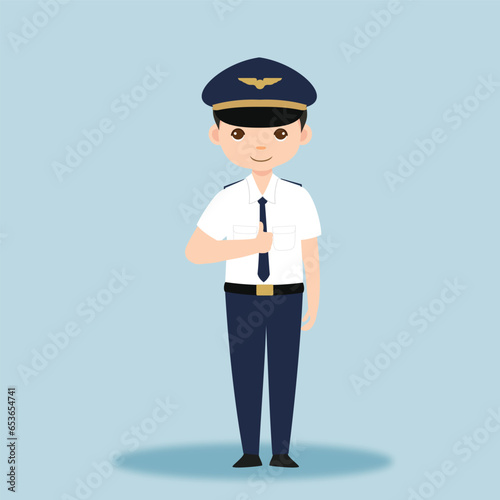 Pilot Officer cartoon character with Uniform