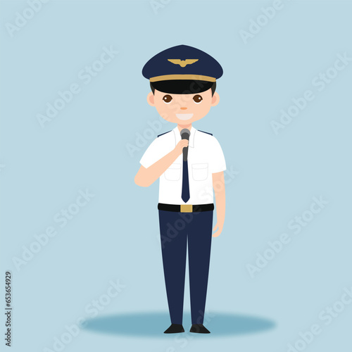 Pilot Officer cartoon character with Uniform