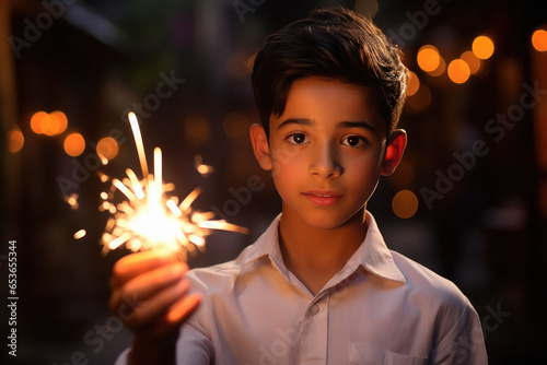 indian boy celebrating diwali festival © PRASANNAPIX