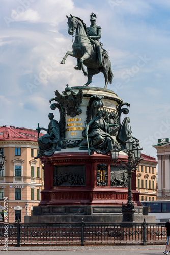 Tzar Nicholas I monument on St. Isaac's square, Saint Petersburg, Russia