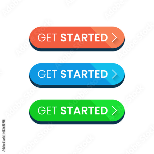 Get started button  concept illustration flat design vector. simple modern graphic element ui, icon