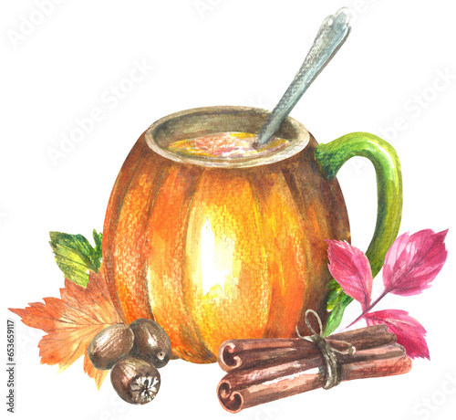 Watercolor pumpkin shaped mug for pumpkin spice