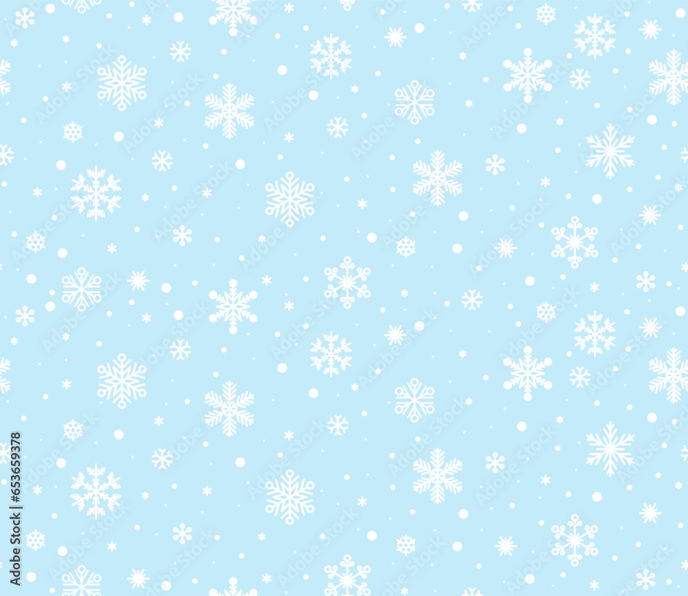 Seamless snowflakes background. Vector white blue snowflakes Christmas texture. Seamless snowflakes background. Vector white blue snowflakes Christmas texture.