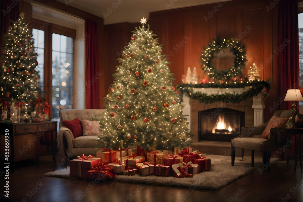 Capture the warm and inviting glow of Christmas lights, either on a tree  around a room