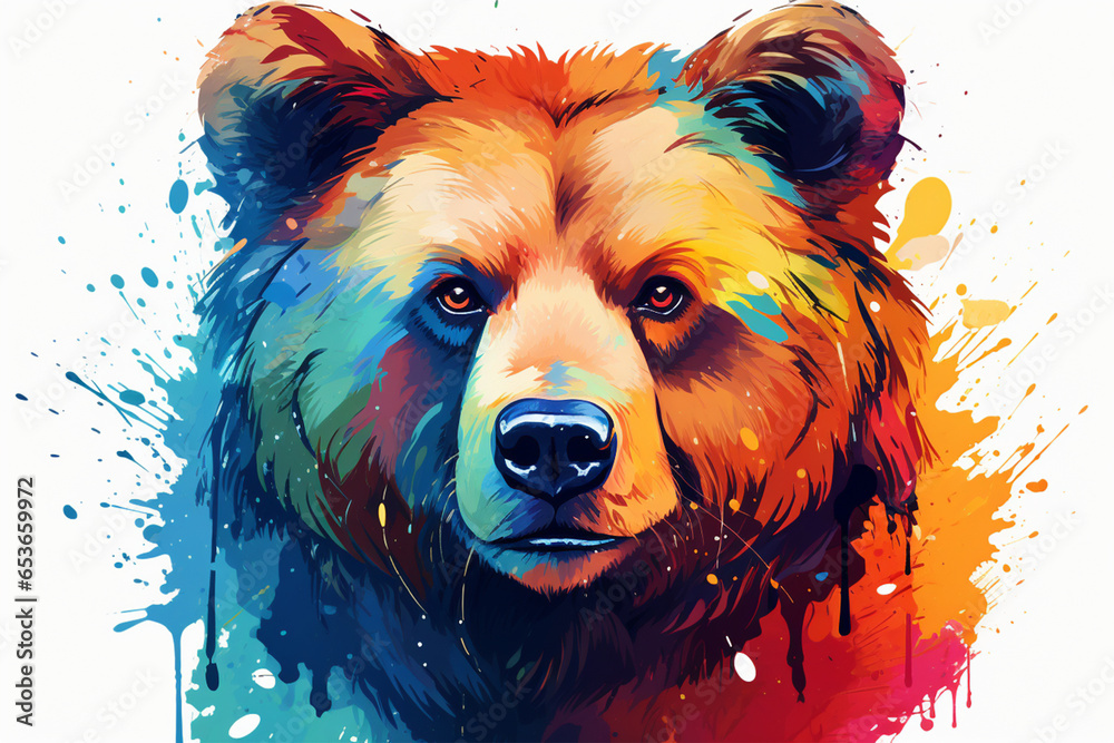 watercolor style design, design of a bear