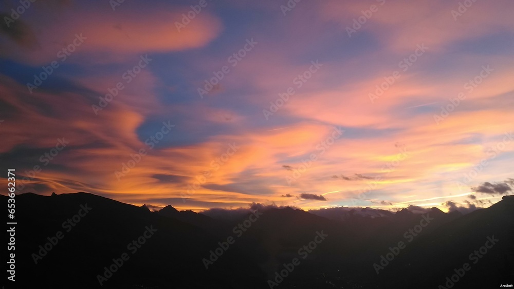 Mountain Sunset blue sky cloud