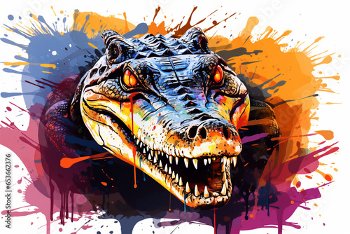 watercolor style design  design of a crocodile