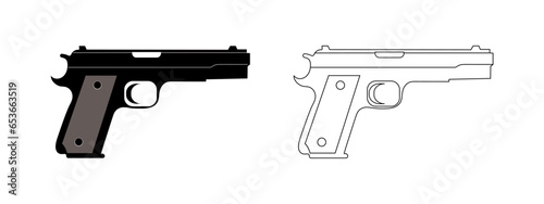 Pistol Gun Icon Vector Illustration on the white background.