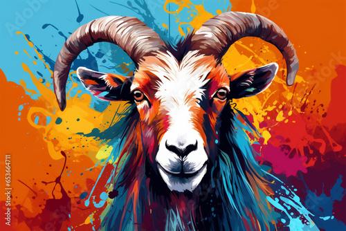 watercolor style design, design of a goat photo