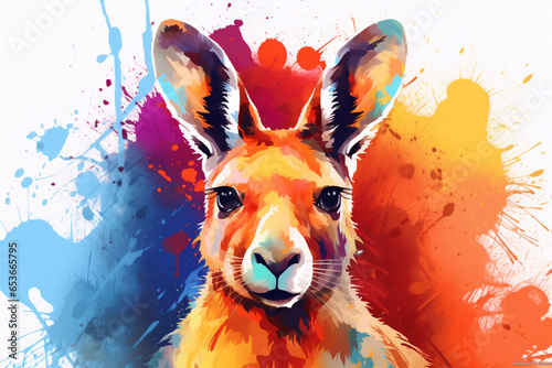 watercolor style design, design of a kangaroo photo