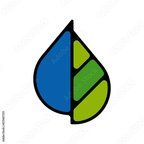 picto logo icones et symbole ecologie logo feuille natture et eau couleur gras