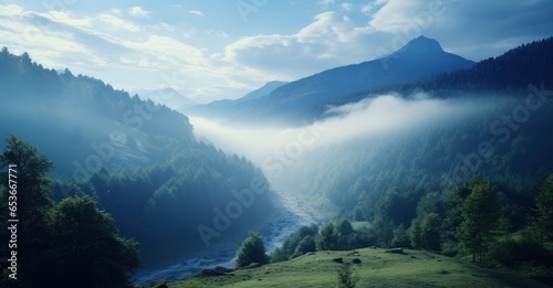 fog-enshrouded mountains echoing the silent hymns of unseen realms © Stock Pix