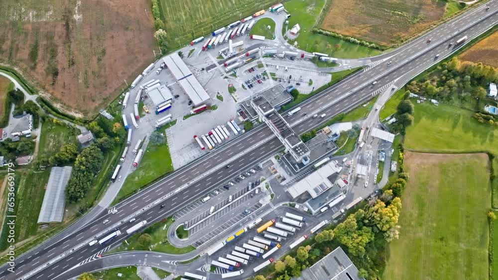 Dynamic overhead shot of Italy's bustling highway traffic, representing the nation's vibrant pulse and connectivity. Dynamic overhead shot of Italy's bustling highway traffic, representing the nation's vibrant pulse and connectivity.