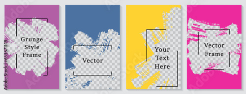 Brush stroke painted frame social media story post template set.