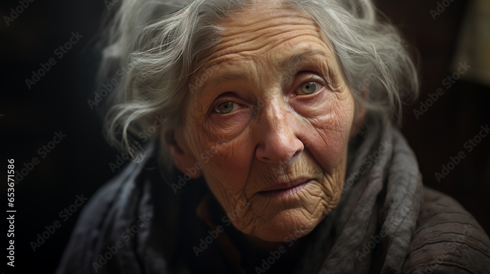 Old woman looking at viewer Old woman looking at viewer