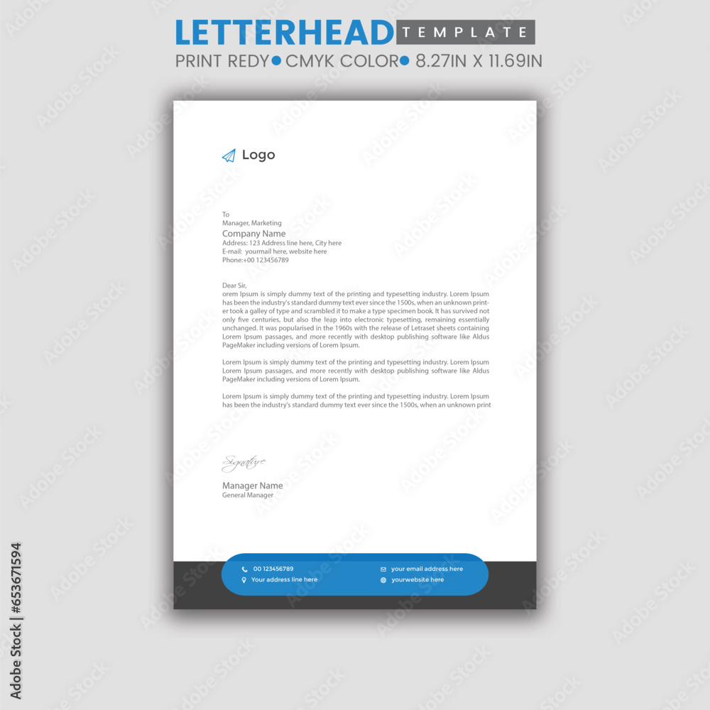 Modern letterhead design template vector.