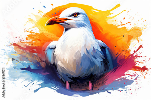 watercolor style design, design of a seagull photo