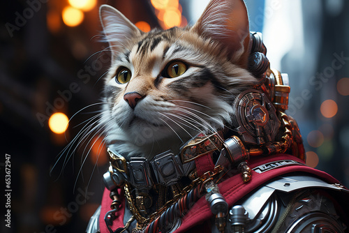 Portrait Of A Futuristic Cyborg Cat - Generative AI © Stefan