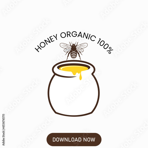 Honey organic 100% logo design. consept design logo honey