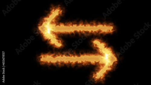 Double arrows with neon lines point in both directions . two left and right bright and colorful illuminated display arrows on black background. neon arrow icon.