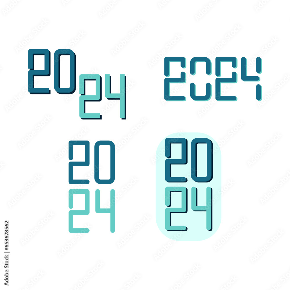 Set Of 2024 Typography Numeric Set Of 2024 Typography Numeric