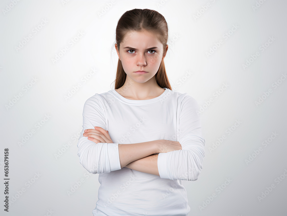 portrait of a disappointed girl with arms crossed portrait of a disappointed girl with arms crossed