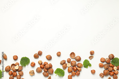 Healthy food and healthy nutrition concept, nuts - hazelnut