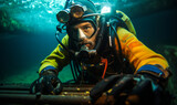 Immersed in Duty: Commercial Diver with Scuba Gear