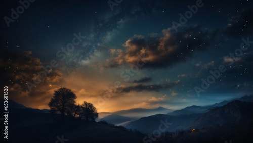 Halloween-themed, Halloween Night Sky: A digital backdrop displaying a starry night sky with a crescent moon, bats flying, and wisps of clouds, setting the stage for a magical and spooky Halloween exp