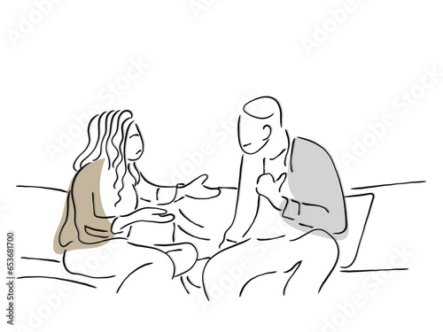 two married people fighting line art