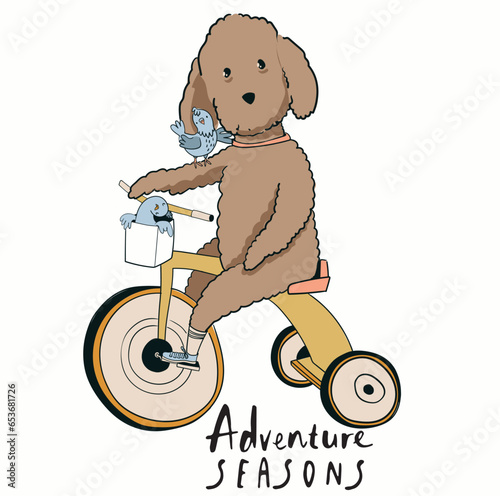 dog riding a bike