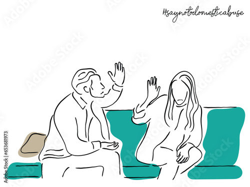 Line art vector of a couple fighting. Negative psychology in couples. Marital issues line art vector