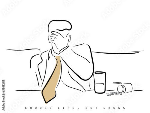 vector illustration of a drug abuser