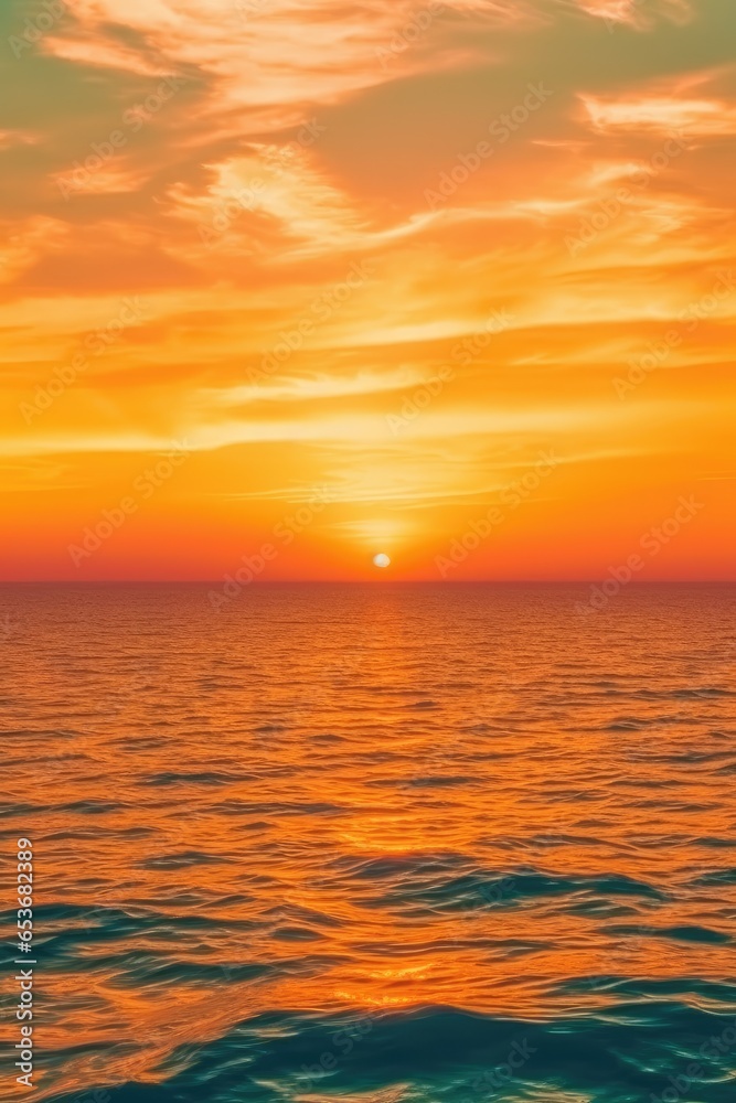 Beautiful sunset with ocean views. Generative AI.