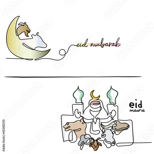 Eid ul adha mubarak line art
