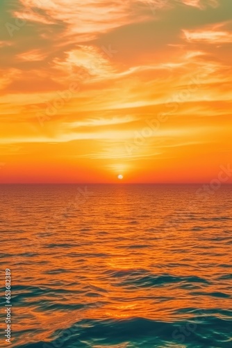 Beautiful sunset with ocean views. Generative AI.