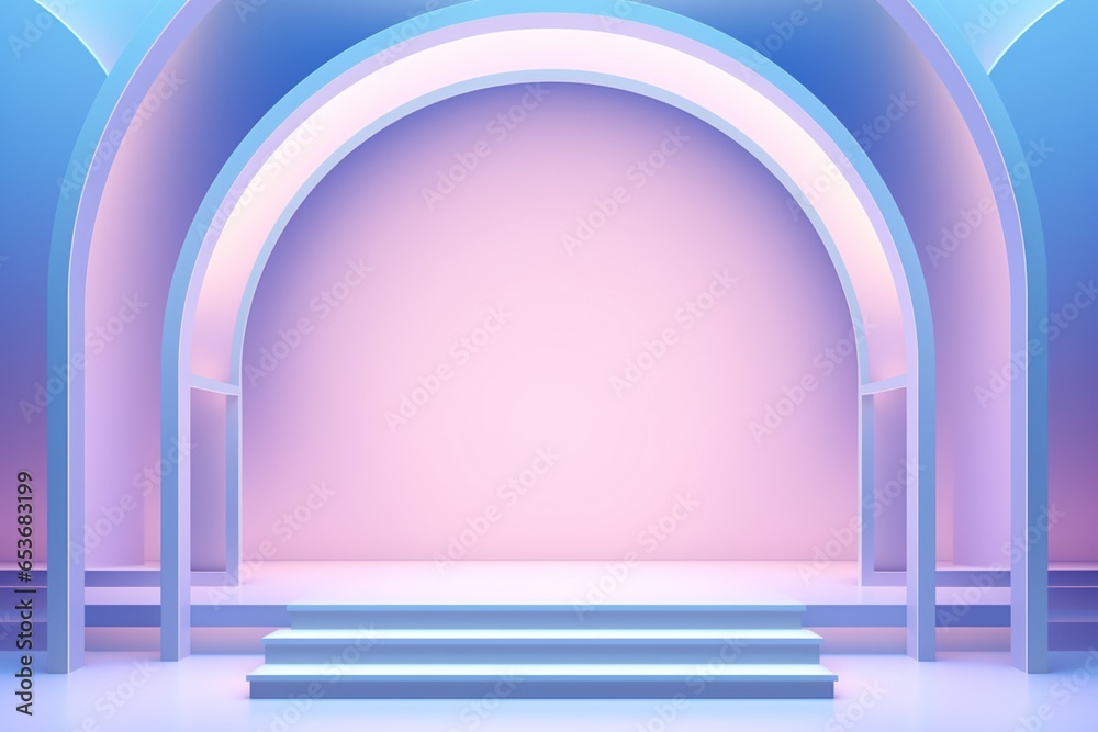 3d rendered minimal blue and pink podium empty stage 3d rendered minimal blue and pink podium empty stage