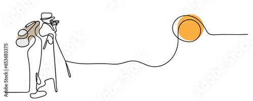 a photographer capturing sunset vector line art