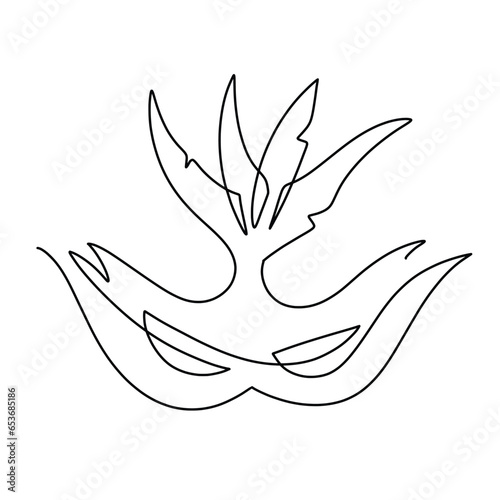 Vector continuous one line carnival mask illustration