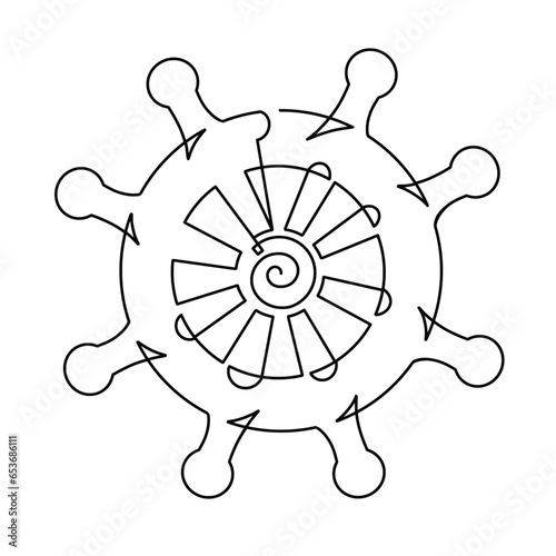 Vector continuous one line ships steering wheel illustration
