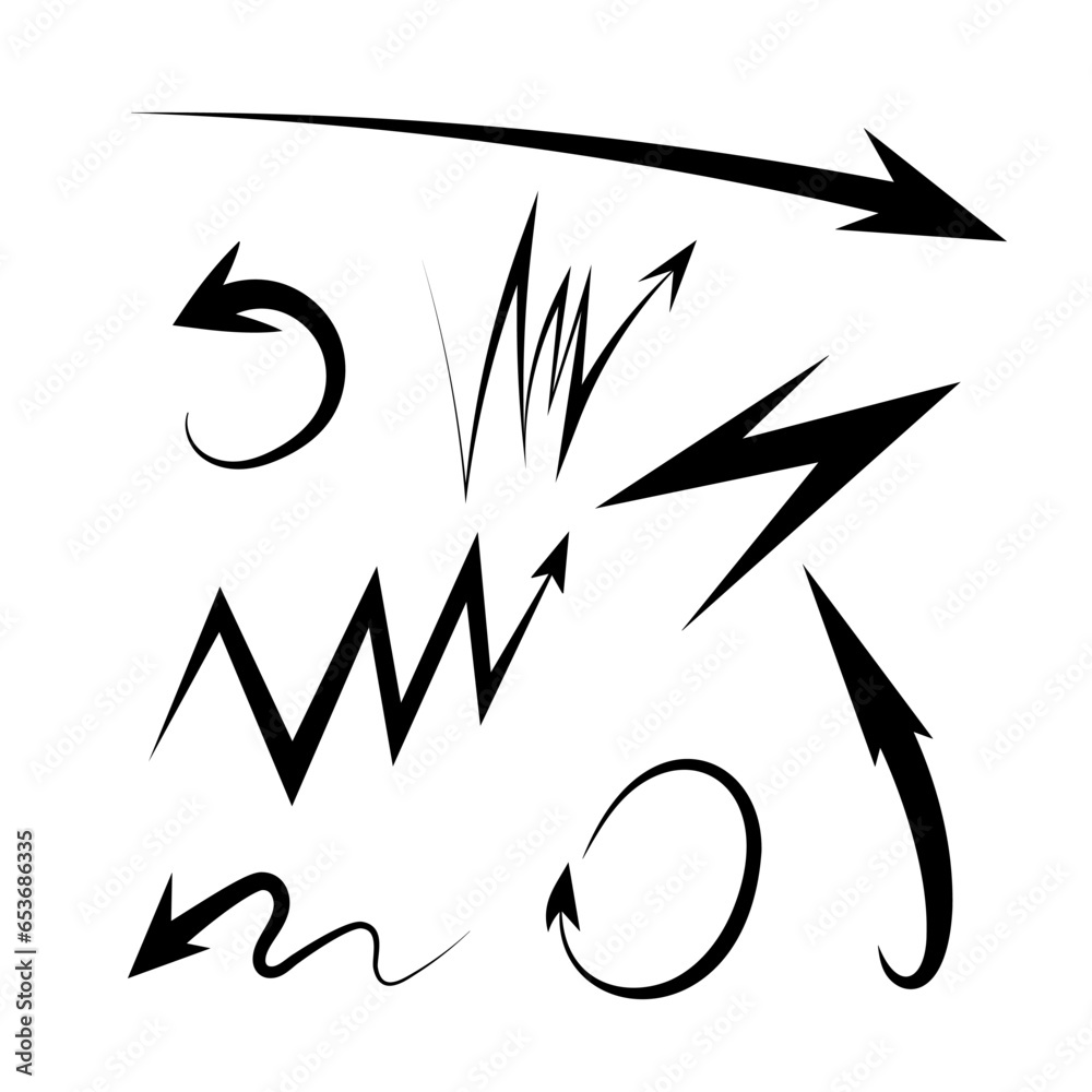 Hand drawn arrow collection, vector illustration Hand drawn arrow collection, vector illustration