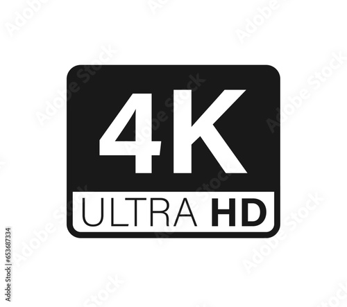 Ultra hd and 4k symbol, 4k uhd tv sign of high definition monitor display resolution standart concept on white background flat vector illustration.