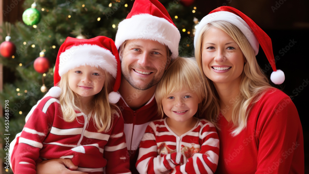 Small family having happy time together on Christmas. Small family having happy time together on Christmas.