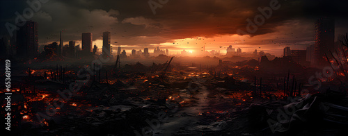 A ruined city  an apocalypse.