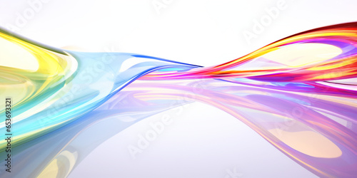 Twisted transparent rainbow, white background. Modified Generative Ai image.