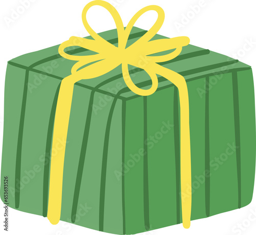 Cute Christmas gift box, festive and playful green present box cartoon 