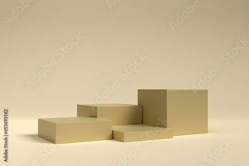 Podiums for product presentation on gold background