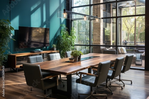 Conference room in a coworking space ready for a productive meeting, Generative AI