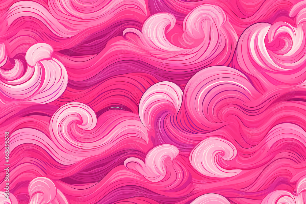 cartoon pink waves background. Generative Ai